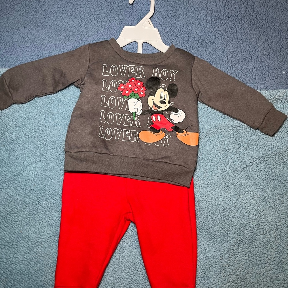 Mickey Mouse Gray and Red Baby boy Valentines Day Outfit